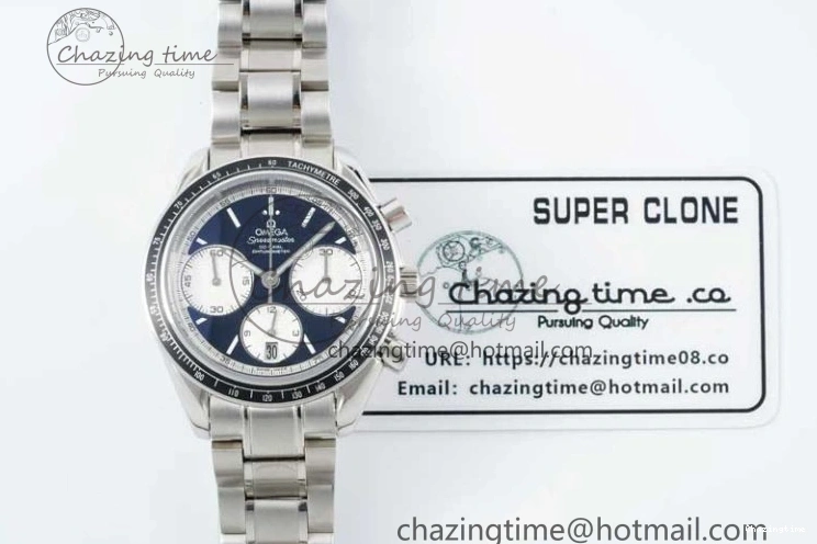 0403 Speedmaster Racing Master SS HKF Best Edition Black White Dial on SS Bracelet A Upgraded 7807